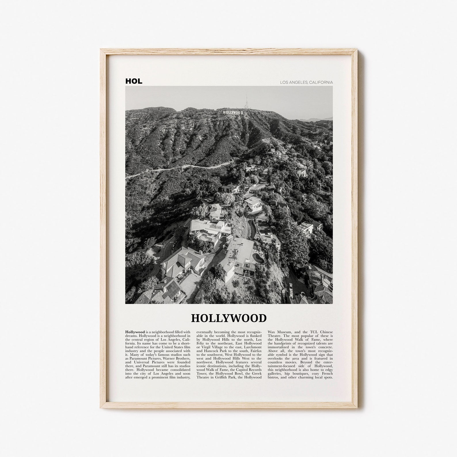 Hollywood Print Black and White Hollywood Wall Art Hollywood Etsy