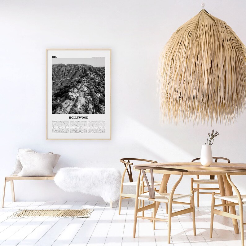 Hollywood Print Black and White Hollywood Wall Art Hollywood Etsy