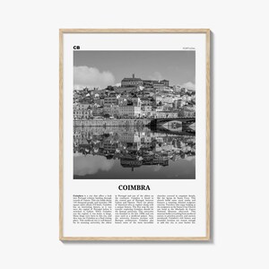 Coimbra print zwart-wit, Coimbra kunst aan de muur, Coimbra poster, Coimbra foto, Coimbra wanddecoratie, kaart Coimbra, Portugal
