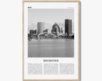 Rochester Poster Print Black and White, New York Travel Wall Art, Architectural Photography