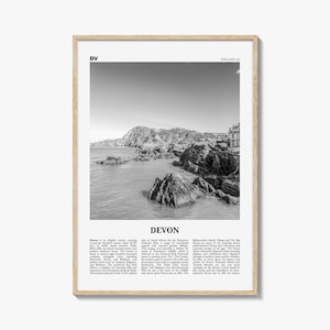 Devon Print Black and White, Devon Wall Art, Devon Poster, Devon Photo, Devon Map, England, UK, United Kingdom