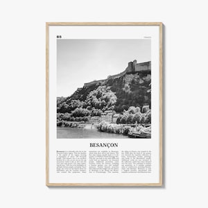 Besancon Print Black and White, Besançon Wall Art, Besançon Poster, Besançon Photo, Besançon Wall Décor, Besançon Map, France