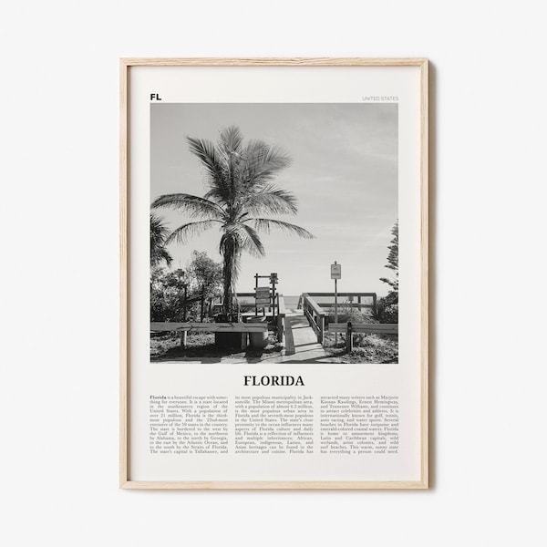 Florida Print Black and White No 1, Florida Wall Art, Florida Poster, Florida Photo, Florida Wall Decor, USA, United States, North America