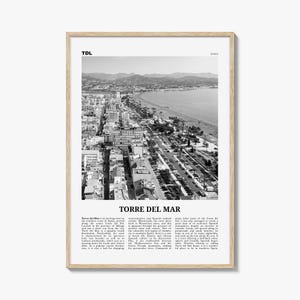 Torre del Mar Impresión Blanco y Negro, Arte de Torre del Mar, Cartel de Torre del Mar, Foto de Torre del Mar, Decoración de Torre del Mar, Mapa de Torre del Mar