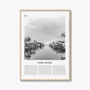 Fort Myers afdrukken zwart-wit, Fort Myers kunst aan de muur, Fort Myers poster, Fort Myers foto, Fort Myers decor, Florida, VS, Verenigde Staten