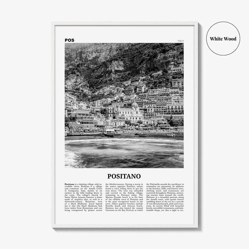 Positano Poster Print Black and White, Italy Travel Wall Art, Amalfi Coast Decor image 8
