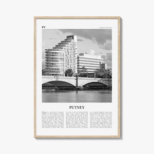 Putney Print Black and White, Putney Wall Art, Putney Poster, Putney Photo, Putney Wall Décor, Putney Map, England