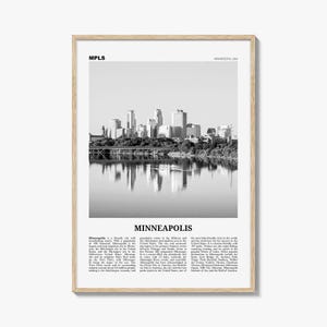 Minneapolis Print Black and White No 1, Minneapolis Wall Art, Minneapolis Poster, Twin Cities Hennepin Minnesota USA United States