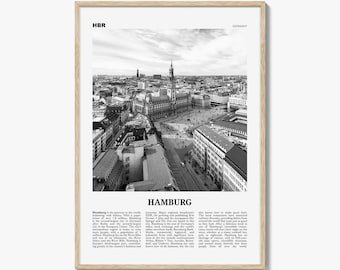Hamburg Poster Print Black and White, Germany Travel Wall Art, European Decor Photography