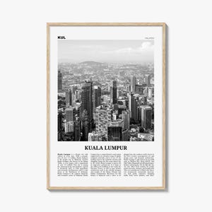 Kuala Lumpur-afdruk zwart-wit nr. 2, kunst aan de muur Kuala Lumpur, poster Kuala Lumpur, foto Kuala Lumpur, decor Kuala Lumpur, Maleisië, Azië