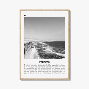 Impresión de Paracas en blanco y negro, Arte de pared de Paracas, Cartel de Paracas, Foto de Paracas, Decoración de pared de Paracas, Mapa de Paracas, Perú