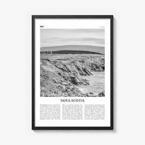 Nova Scotia Poster, black and white photo print in a black wood frame