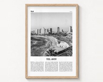 Tel Aviv Poster Print, Black and White Skyline Wall Art, Israel