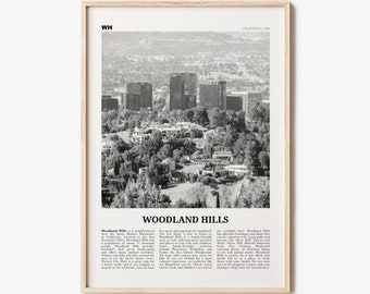 Woodland Hills Druck Schwarz-Weiß, Woodland Hills Wandkunst, Woodland Hills Poster, Woodland Hills Foto, Kalifornien, USA, Vereinigte Staaten