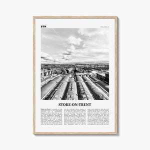 Impresión en blanco y negro de Stoke on Trent, arte de pared de Stoke, póster de Stoke, fotografía de Stoke, decoración de pared de Stoke, Inglaterra, Reino Unido
