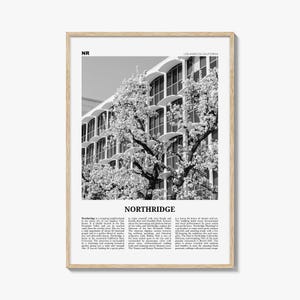 Northridge Print Black and White, Northridge Wall Art, Northridge Poster, Northridge Photo, Northridge Décor, Los Angeles, California, USA