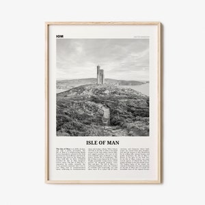 Isle Of Man Print Black and White, Isle Of Man Wall Art, Isle Of Man Poster, Mann, Mannin, Ellan, Vannin, UK, United Kingdom, Europe