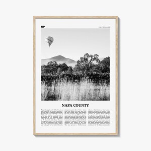Napa County Print Black and White, Napa County Wall Art, Napa County Poster, Napa County Photo, Napa, Napa Valley, USA, United States