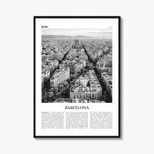 Barcelona Poster, Black and White Photo Print, Travel Newspaper Wall Art, Home Decor