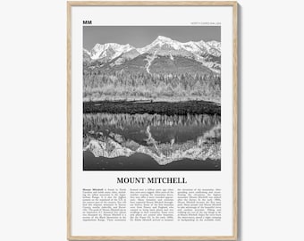 Mount Mitchell Poster Print Black and White, North Carolina Wall Art, Appalachian Photo