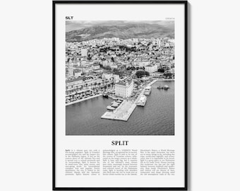 Split Poster, Black and White Photo Print, Travel Newspaper Wall Art, Home Decor