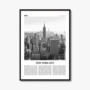 New York City Poster, Black and White Photo Print, Travel Newspaper Wall Art