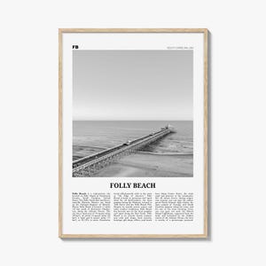 Folly Beach Poster Schwarz und weiß, Folly Beach Wandkunst, Folly Beach Poster, Folly Beach Foto, Folly Beach Wanddekoration, South Carolina, USA