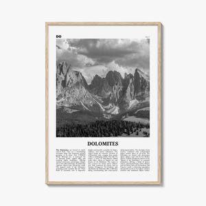 Dolomiten Print Schwarzweiß, Dolomiten Wandkunst, Dolomiten Poster, Dolomiten Foto, Dolomiten Wanddekoration, Dolomiten Karte, Italien