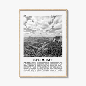 Blue Mountains-afdruk zwart-wit, Blue Mountains-muurkunst, Blue Mountains-poster, Blue Mountains-foto, Blue Mountains-decor, Australië