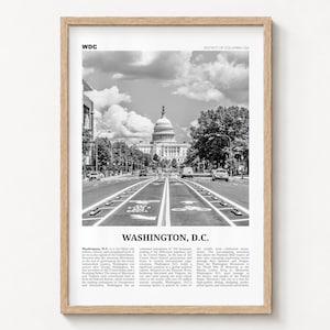Washington DC Poster Print, Black and White US Capitol Wall Art