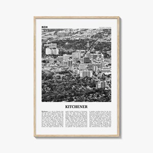 Impressão em preto e branco de Kitchener, arte de parede de Kitchener, pôster de Kitchener, foto de Kitchener, decoração de parede de Kitchener, mapa de Kitchener, Ontário, Canadá