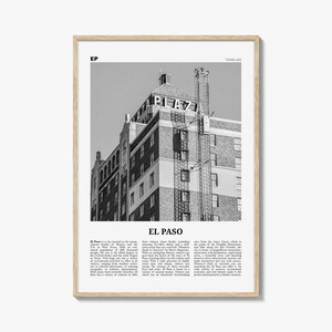 Impressão de El Paso, Texas: Arte de parede com fotografia em preto e branco