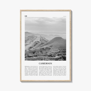 Pôster de Camarões em preto e branco, arte de parede de viagem na África, fotografia da natureza