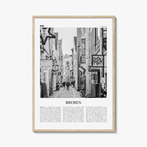 Bremen print zwart-wit, Bremen kunst aan de muur, Bremen poster, Bremen foto, Bremen wanddecoratie, Duitsland, Duitsland
