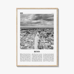 Impresión en blanco y negro de Benín, arte mural de Benín, póster de Benín, foto de Benín, decoración de pared de Benín, Benín, Dahomey, Cotonú, Porto-Novoa, África
