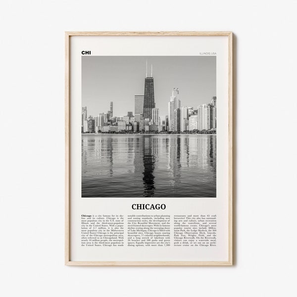 Chicago Print Black and White No 2, Chicago Wall Art, Chicago Poster, Chicago Photo, Chicago Decor, Illinois, USA, United States