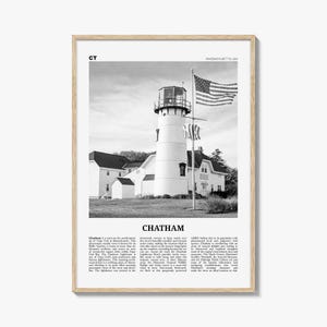 Chatham Poster Schwarz weiß, Leuchtturm Foto, Massachusetts Reise Wandkunst, Cape Cod