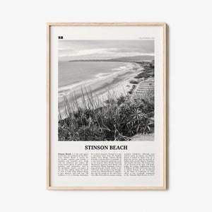 Stinson Beach Print Black and White, Stinson Beach Wall Art, Stinson Beach Poster, Stinson Beach Photo, California, USA, United States