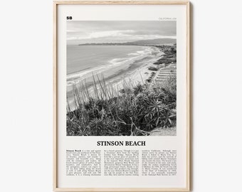 Stinson Beach Print Black and White, Stinson Beach Wall Art, Stinson Beach Poster, Stinson Beach Photo, California, USA, United States