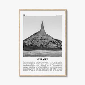 Impresión en blanco y negro n.° 2 de Nebraska, arte mural de Nebraska, póster de Nebraska, foto de Nebraska, decoración de pared de Nebraska, mapa de Nebraska