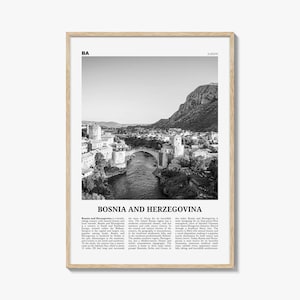 Bosnia and Herzegovina Print Black and White, Bosnia and Herzegovina Art, BiH, B&H, Bosna i Hercegovina, Босна и Херцеговина, Balkan, Europe