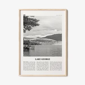 Lake George Print Black and White, Lake George Wall Art, Lake George Poster, Lake George Photo, Lake George Map, New York, USA