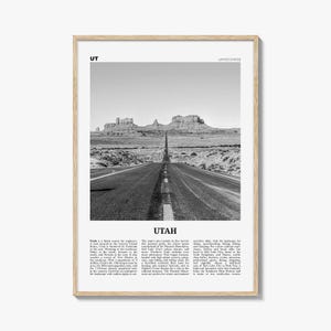 Utah Print Black and White No 1, Utah Wall Art, Utah Poster, Utah Photo, Utah Wall Decor, USA State Art Print, USA, United States