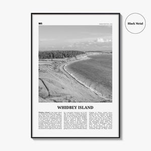 Whidbey Island Poster Print Black and White, Washington Travel Wall Art, Pacific Northwest Decor image 9