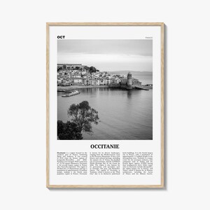 Occitanie Print Schwarz und weiß, Occitanie Wandbild, Occitanie Poster, Occitanie Karte, Occitanie Foto, Occitanie Wanddekor, Schwarzweiß Karte, Frankreich