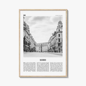 Impression Soho London : photographie en noir et blanc, art mural Royaume-Uni
