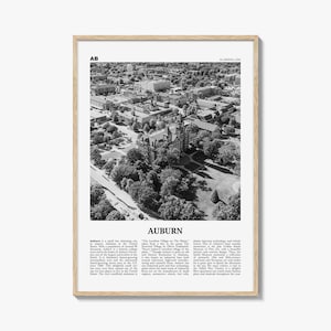 Auburn Print Black and White Alabama, Auburn Wall Art, Auburn Poster, Auburn Photo, Auburn Wall Décor, Alabama, United States, North America
