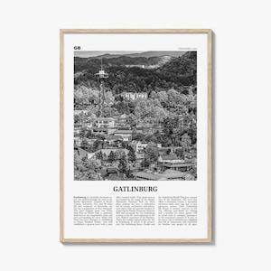 Gatlinburg Print Black and White, Gatlinburg Wall Art, Gatlinburg Poster, Gatlinburg Photo, Gatlinburg Wall Décor, Tennessee, USA
