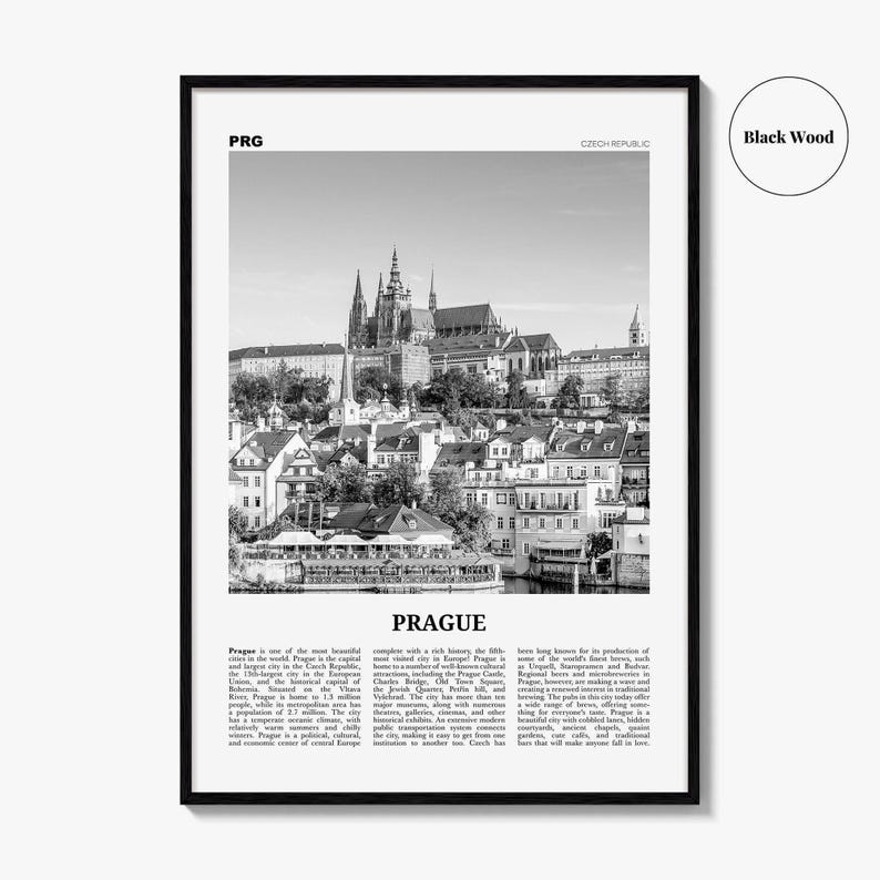 Prague Poster Print Black and White, Prague Castle Photo, Czech Republic Wall Art image 7