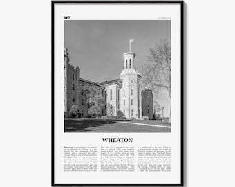 Wheaton Poster, Black and White Photo Print, Travel Newspaper Wall Art, Home Decor